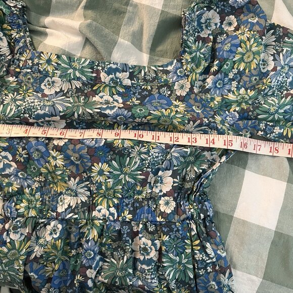 Homemade Floral Midi Dress Womens Cottagecore Prairie Tiered Blue Hyacinth - Picture 3 of 8